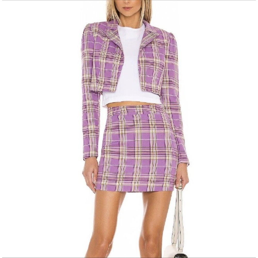 Superdown Revolve Size S Dione Blazer Mini Skirt Set in Purple Clueless 2 Piece